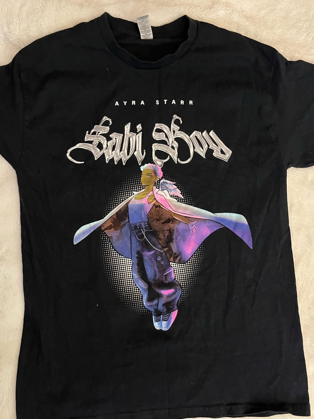 Gildan Black Kids Graphic Tee with Multicolor Sabi Boy Artwork